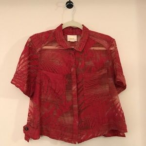 Red Anthropologie Hawaiian-inspired shirt
